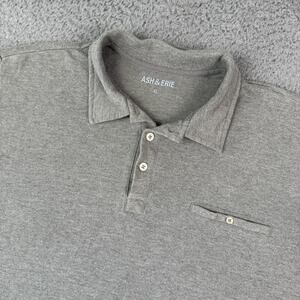 Ash & Erie Polo Shirt Mens XL Gray Cotton Stretch Blend Pocket Boxy Short